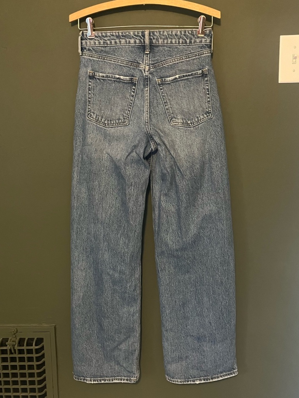 Old Navy Extra High-Rise Sky-Hi Wide Leg Distressed Pockets Women’s Blue Jeans 0 - Picture 2 of 10